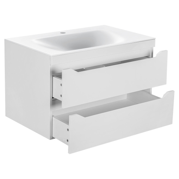 Тумба под раковину Vincea Fine 800 подвесная, 2 выкатных ящика soft close, G.White