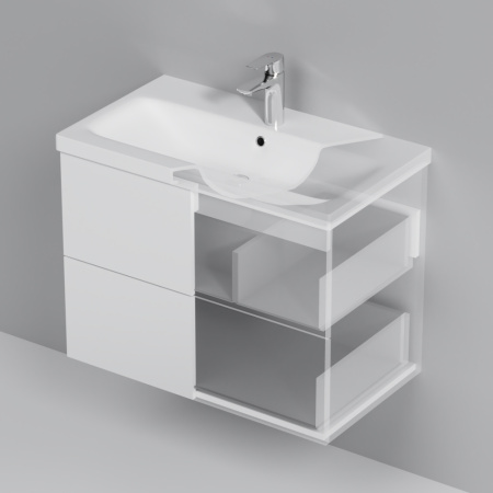 AM.PM M90FHX07522WG GEM, База под раковину, подвесная, 75 см, 2 ящика push-to-open, цвет: белый, глянец