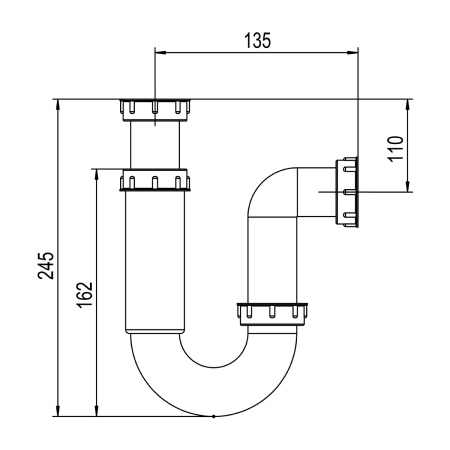 Сифон U-образный гладкостенный Lemark для измельчителя пищевых отходов под мойку (9940100)