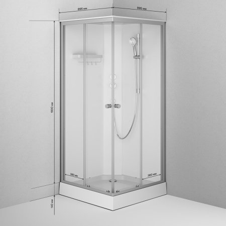 AM.PM W94C-403-090MT X-Joy Square кабина душевая  90x90,  профиль мат.хром, стекло прозрачное