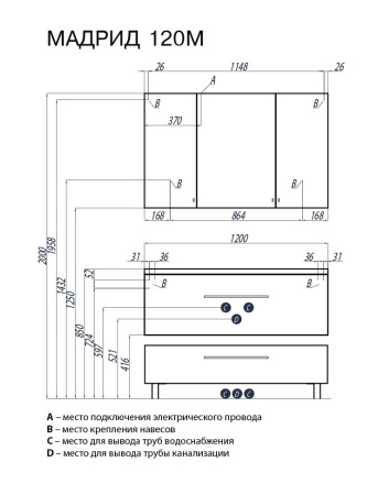 Комод AQUATON Мадрид 120 с ящиком, белый (1A168803MA010)