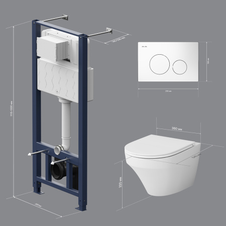 AM.PM IS49001.501700 Инсталл с клав Pro L белый с подв унит Inspire FlashClean с сид м/л