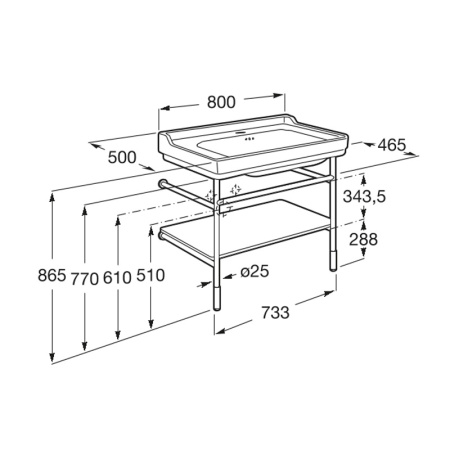 Каркас Roca CARMEN 800, нержавеющая сталь, с раковиной, Satin White