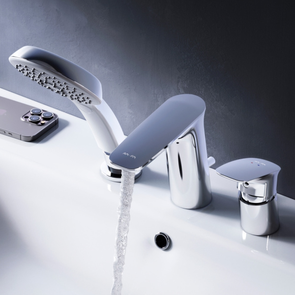 AM.PM F50A01300 Inspire V2.0, смеситель на борт ванны, трёхсекционный, излив  мм, хром, шт