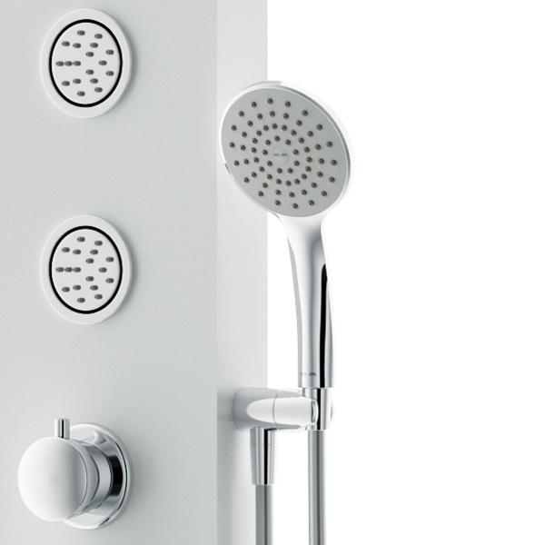 AM.PM W85P-2-136AW Joy Гидромассажная панель, 3 форсунки, полочка для аксессуаров, верхний душ, 1360Х320