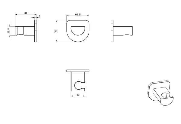 Настенный держатель WONZON & WOGHAND, Хром (WW-994216-CR)