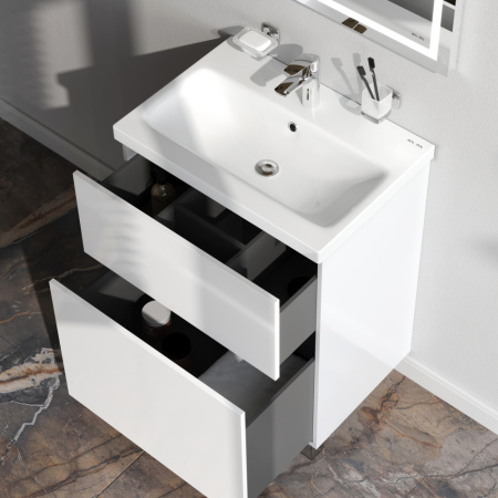 AM.PM M90FSX06022WG32 GEM, База под раковину, напольная, 60 см, 2 ящика push-to-open, цвет: белый, глянец