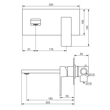 Damixa 530260600 Gala, встраиваемый смеситель для раковины, золото