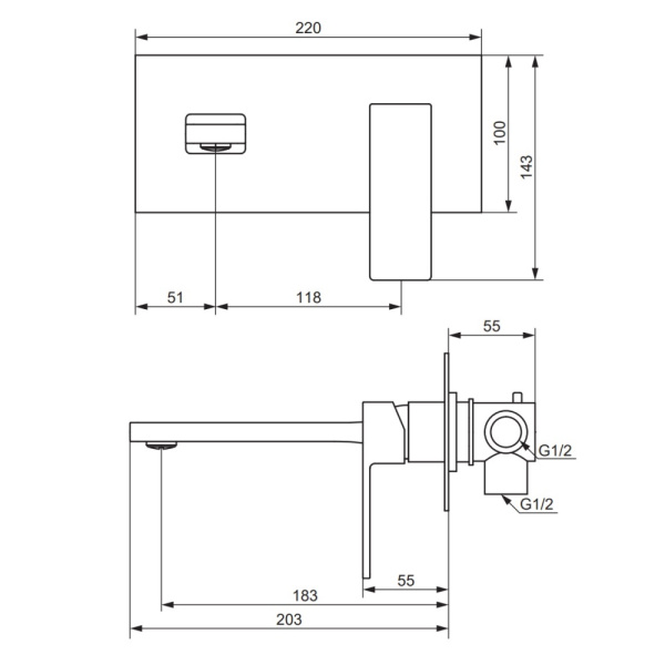 Damixa 530260600 Gala, встраиваемый смеситель для раковины, золото