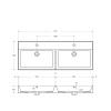 CEZARES Раковина керамическая двойная 1200x465, CZR-MIL-120-2-LVB