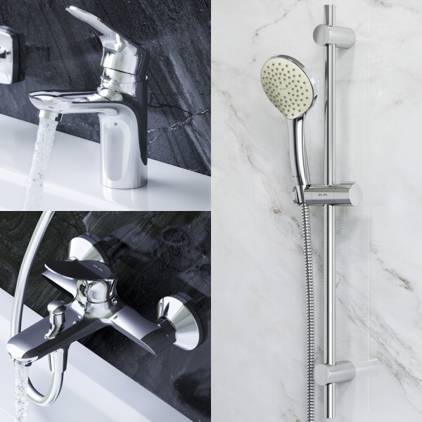 AM.PM F40985C00 Sunny, набор 3в1: см-ль д/умывальника, см-ль д/ванны/душа, душевой комплект, шт.