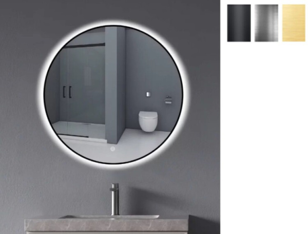 Зеркало Smartflow круглое шгв 800*7*800 с подсветкой цвет рамы-черный матовый SMF087-800 Black matt