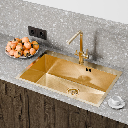 Кухонная мойка FLORACIO Steel F.7551.GDD (DECOR), золото матовое