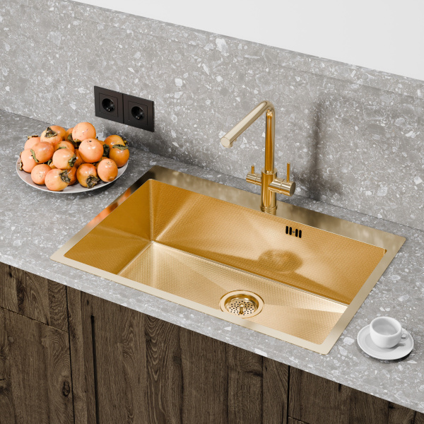 Кухонная мойка FLORACIO Steel F.7551.GDD (DECOR), золото матовое