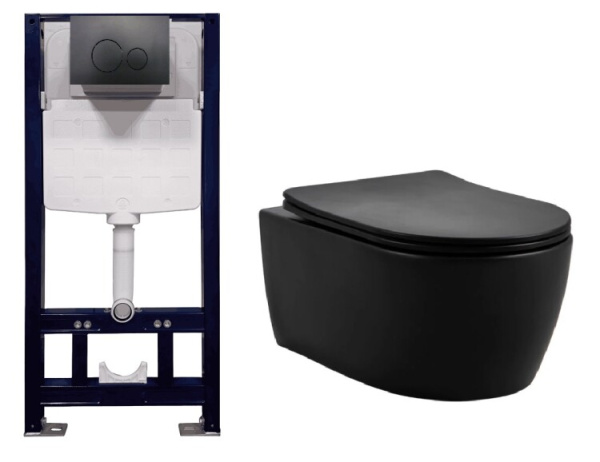 Комплект Splendy Pride/Stable унитаз подвесной Tornado шгв 360*525*340 + сиденье + инсталляция + клавиша смыва цвет-черный матовый ST3011TPRBM/PR10152VTYBM Set