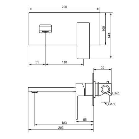 Damixa 530260300 Gala встраиваемый смеситель для умывальника, чёрный