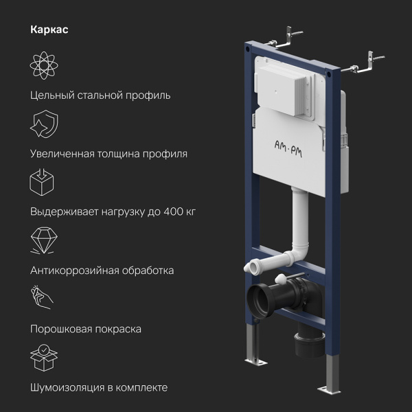 AM.PM I012709.0138 PrimeFit инсталляция для подвесного унитаза с клавишей PrimeFit L, мат.черный