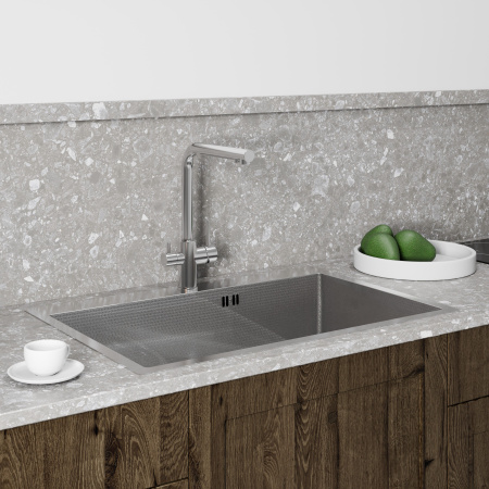 Кухонная мойка FLORACIO Steel F.7551.SSD (DECOR), нержавеющая сталь