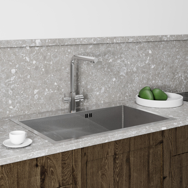 Кухонная мойка FLORACIO Steel F.7551.SSD (DECOR), нержавеющая сталь