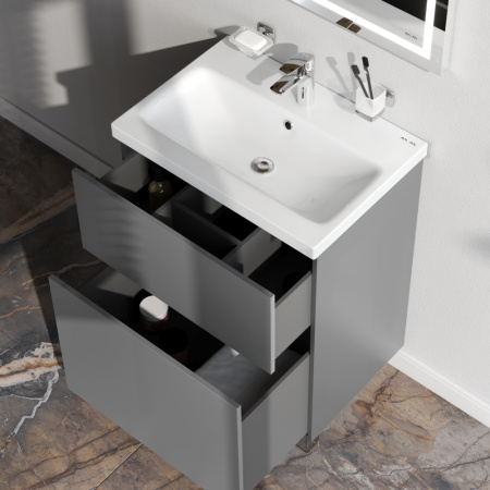 AM.PM M90FSX06022GM32 GEM, База под раковину, напольная, 60 см, 2 ящика push-to-open, графит матовый