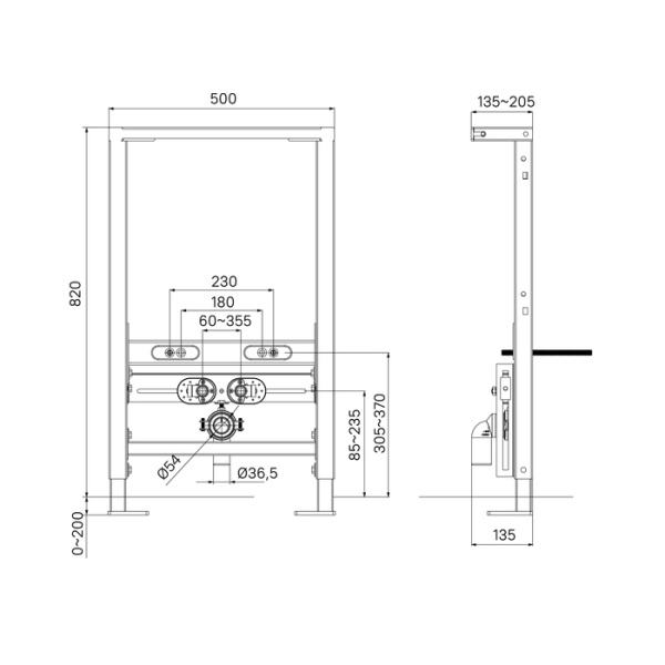 Инсталляция рамная для подвесного биде, универсальная, Profix, IDDIS (PROB000i32)