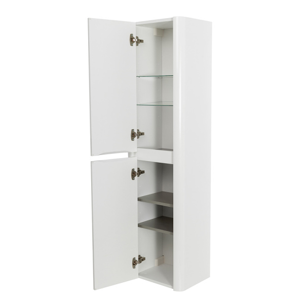 RELAX Шкаф подвесной с двумя распашными дверцами с доводчиками, с двумя полками, универсальный, Bianco Lucido, 400x300x1500, RELAX-1500-2A-SO-BL