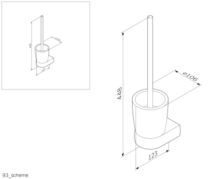 AM.PM A3033300 Sensation, Стойка с туалетной щеткой, подвесная, хром, шт