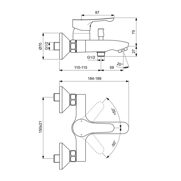 Ideal Standard ALPHA BD004AA Набор 3-в-1 Смесители и душевой гарнитур