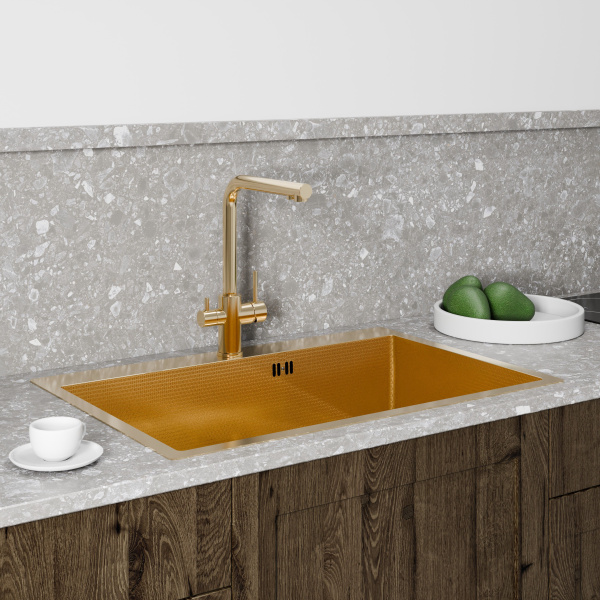 Кухонная мойка FLORACIO Steel F.7551.GDD (DECOR), золото матовое