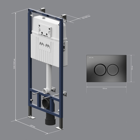 AM.PM I012710.0138 MasterFit инсталляция для подвесного унитаза с клавишей ProC L, мат.черный