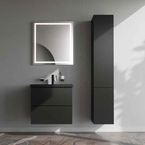 AM.PM M90FHX06022BM GEM, База под раковину, подвесная, 60 см, 2 ящика push-to-open, цвет: черный матовый