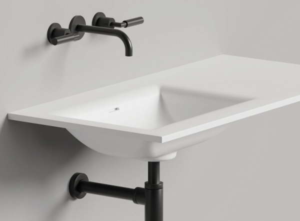 Столешница Salini Onda Flow Square шгв 800*500*100 с интегрированной раковиной цвет-белый 1402206M/800*500/1 hole for the mixer