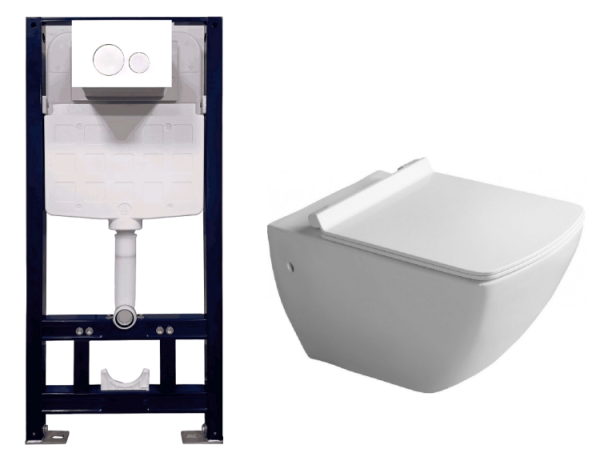Комплект Splendy Isvea Purita/Stable унитаз подвесной шгв 345*550*400 + сиденье + инсталляция + клавиша цвет унитаза-белый цвет клавиши-белый ST3011TPRW/10PL02007SV/40S80200I Set