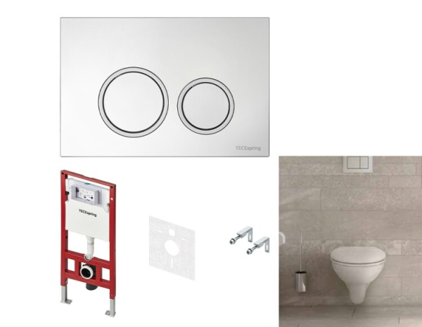 Комплект TECE TECEbasic унитаз+инсталляция+клавиша смыва цвет унитаза-белый цвет клавиши-хром глянцевый с хромированным контуром клавиш K955101WCB