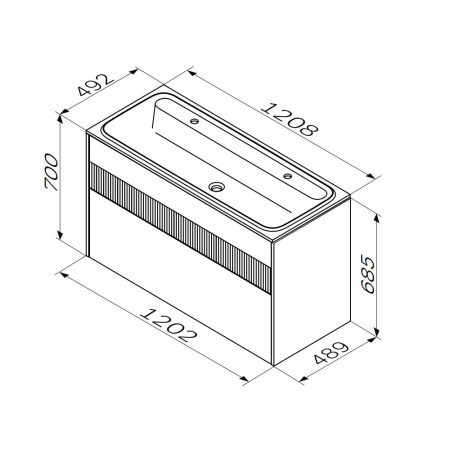 AM.PM M8FFUX1202WM Func, База 2 ящика (push-to-open), 120 см, цвет белый матовый