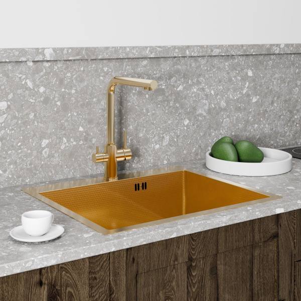 Кухонная мойка FLORACIO Steel F.5951.GDD (DECOR), золото матовое