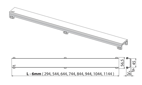 Решетка для душевого лотка Alcadrain стекло, черная (GL1204-850)