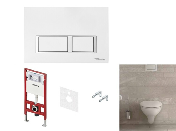 Комплект TECE TECEbasic унитаз+инсталляция+клавиша смыва цвет унитаза-белый цвет клавиши-белый глянцевый с хромированным контуром клавиш K955203WCB