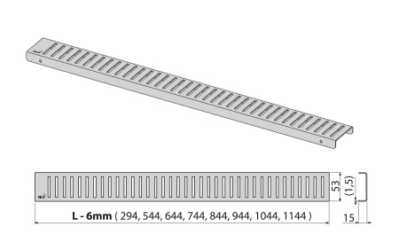 Решетка для душевого лотка Alcadrain хром глянцевый (PURE-550L)