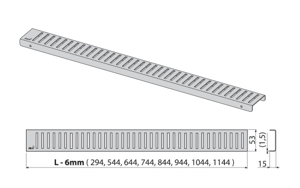 Решетка для душевого лотка Alcadrain нержавеющая сталь матовая (PURE-1150M)