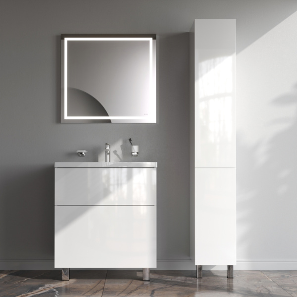 AM.PM M90FSX07522WG32 GEM, База под раковину, напольная, 75 см, 2 ящика push-to-open, цвет: белый, глянец