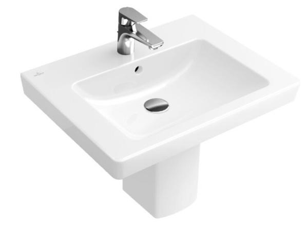 Раковина Villeroy&Boch Subway 2.0 шг 650*470 отверстия для смесителя-1 сквозное 2 промаркированных цвет-альпийский белый 71136501