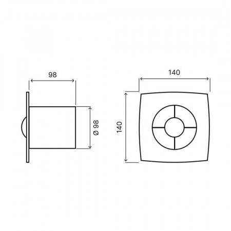 Вентилятор BETTOSERB с обратным клапаном, черный пластик (110150BM)