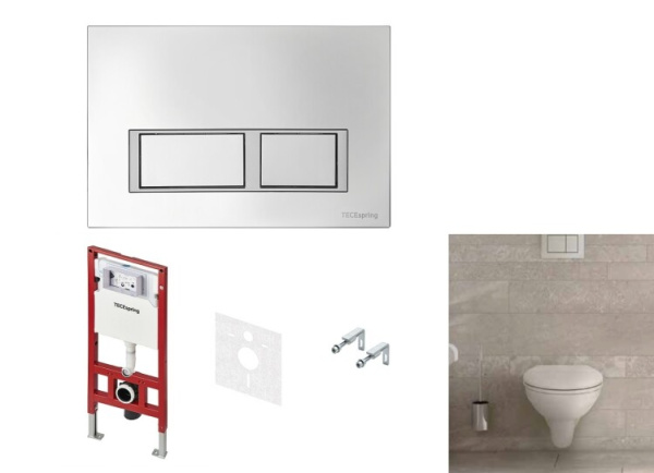 Комплект TECE TECEbasic унитаз+инсталляция+клавиша смыва цвет унитаза-белый цвет клавиши-хром глянцевый с хромированным контуром клавиш K955201WCB