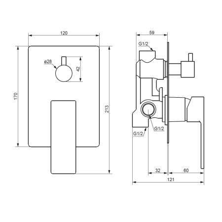 Damixa 537100300 Gala встраиваемый смеситель для ванны - душа, чёрный