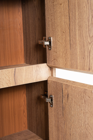 KRAFT Шкаф подвесной с двумя распашными дверцами с доводчиками, с двумя полками, правосторонний, Rovere Tabacco, 330x300x1600, KRAFT-1600-2A-SC-RT-R