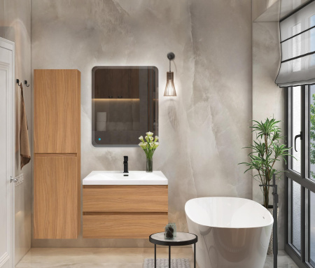 MOLVENO Шкаф подвесной с двумя распашными дверцами с доводчиками, с двумя полками, Noce Chiaro, 400x300x1600, MOLVENO-1600-2A-SC-NC