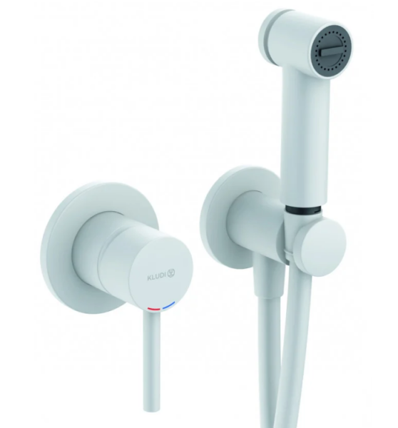 Гигиенический душ со смесителем Kludi BOZZ "модерн" цвет-белый матовый 389985376