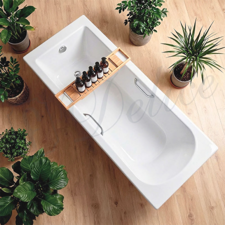 Ванна из литьевого мрамора Delice Scandi 150х70 глянцевая с ручками Хром DLR330023R-G