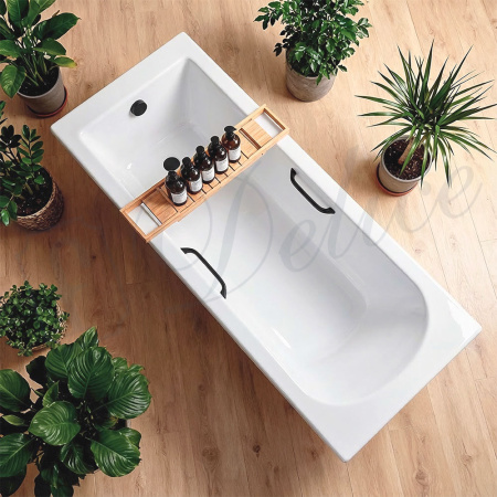 Ванна из литьевого мрамора Delice Scandi 150х70 глянцевая с черными ручками DLR330023RB-G